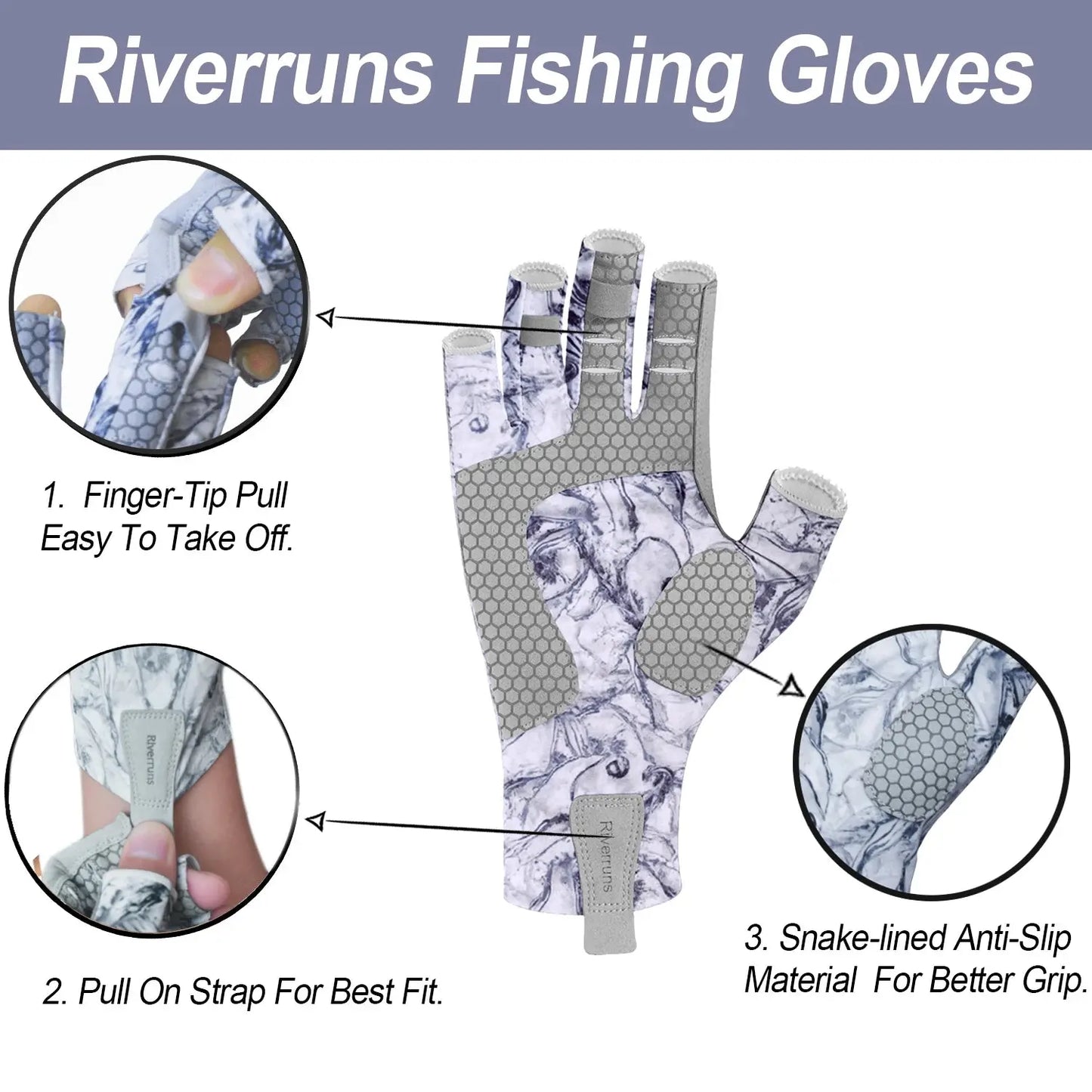 Riverruns Fingerless Fishing Gloves are designed for Men and Women Fishing, Boating, Kayaking, Hiking, Running, Cycling WardBoyzPROShop