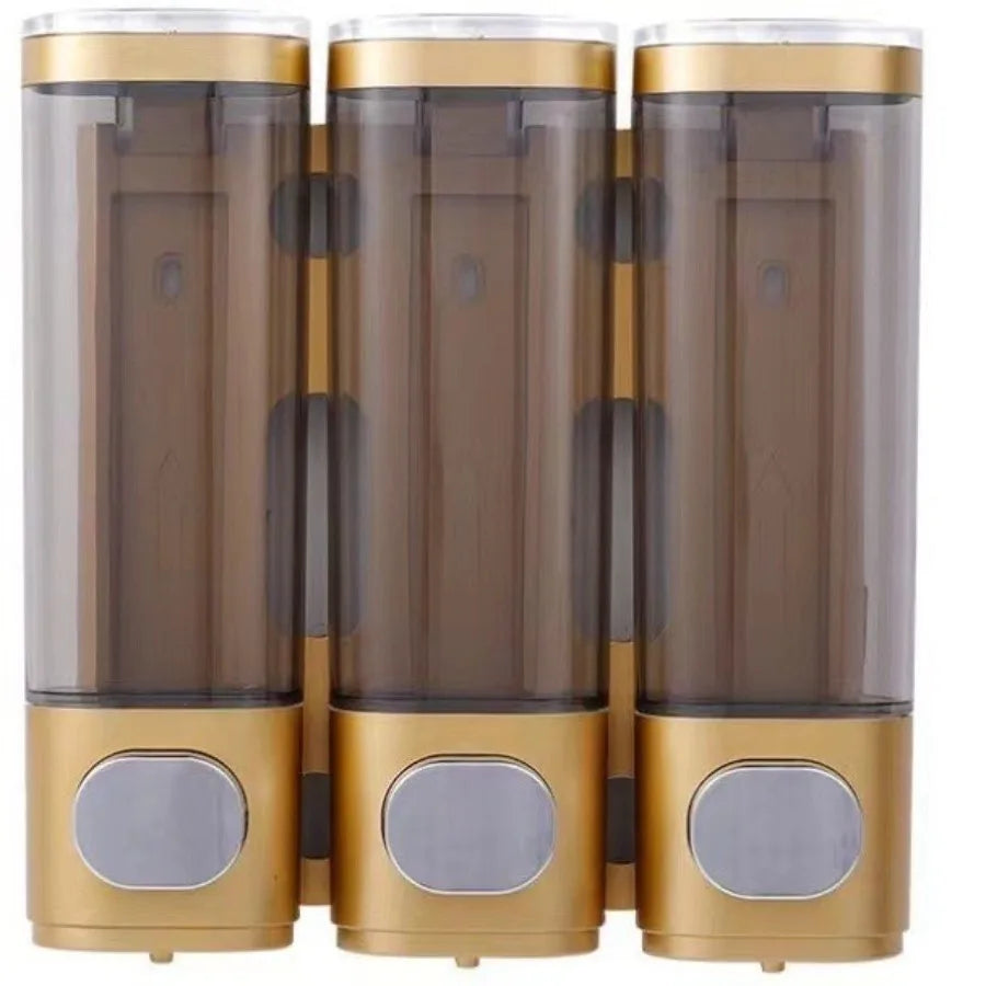 Wall Mounted 3 in 1 Soap Shower Gel Shampoo Conditioner Dispenser Set No Drill Required ABS Material for Bathroom Hotel Home