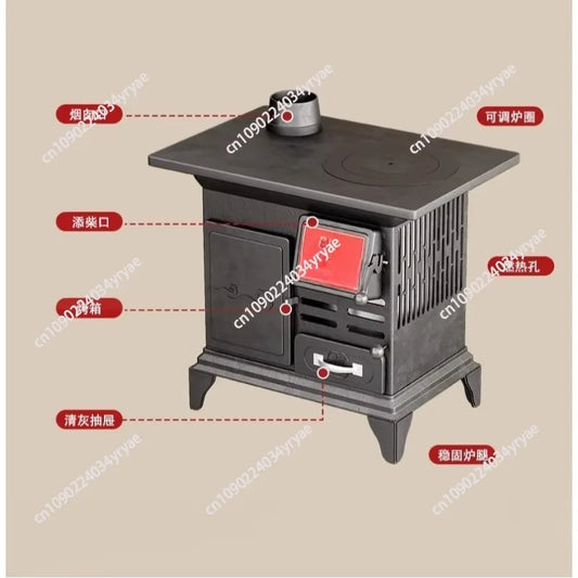 Rural firewood heating stove Firewood and coal dual-purpose smokeless Household winter indoor heating stove New type of oven