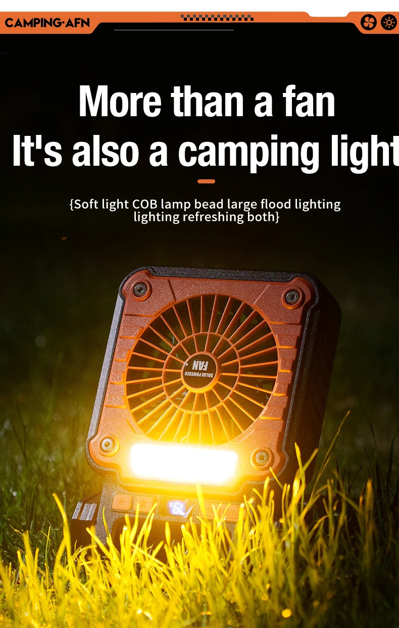 Outdoor camping fan portable USB tent lighting LED multifunctional Amazon camping solar electric fan WardBoyzPROShop