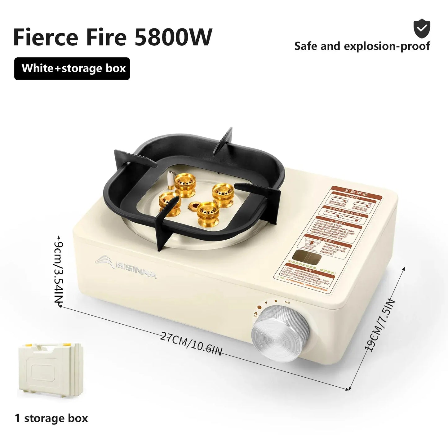BISINNA Camping Gas Stove 5800W High Firepower Outdoor Portable Cassette Burner for Picnic Hiking Trekking WardBoyzPROShop