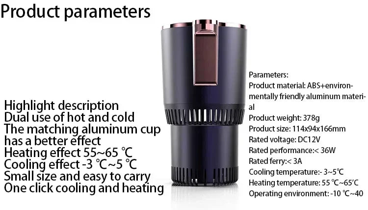 Auto Intelligent Hot and Cold Cup Holder 2-in-1 Smart Cooling Heating Cup Holder Mini Car Refrigerator Office Cool and Heat WardBoyzPROShop
