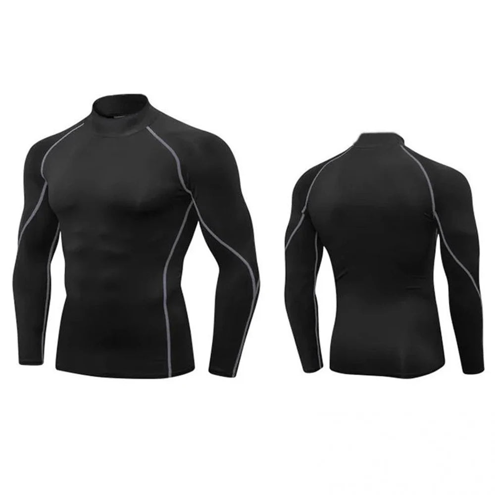 Men's Workout Compression Shirt Turtleneck Long Sleeve Rash Guard Gym Base Layer Athletic Undershirt Gear Sports Shirt WardBoyzPROShop