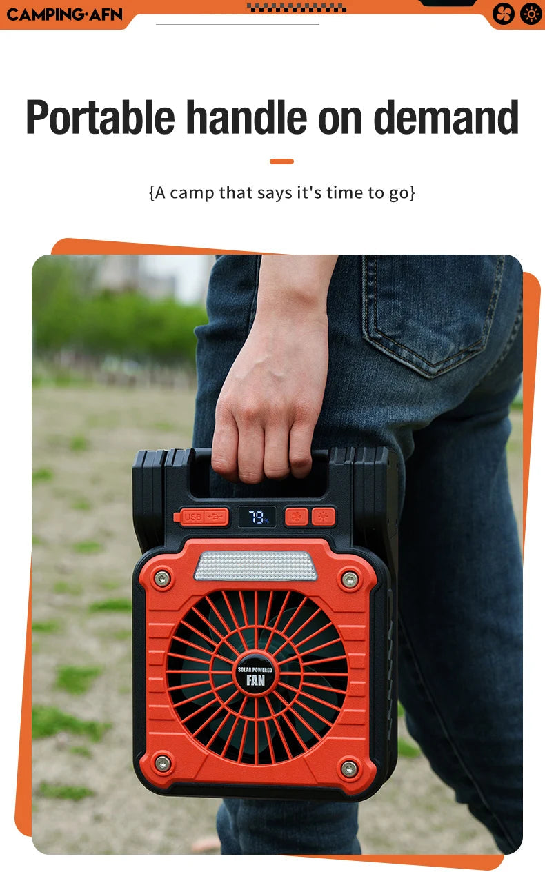 Outdoor camping fan portable USB tent lighting LED multifunctional Amazon camping solar electric fan WardBoyzPROShop
