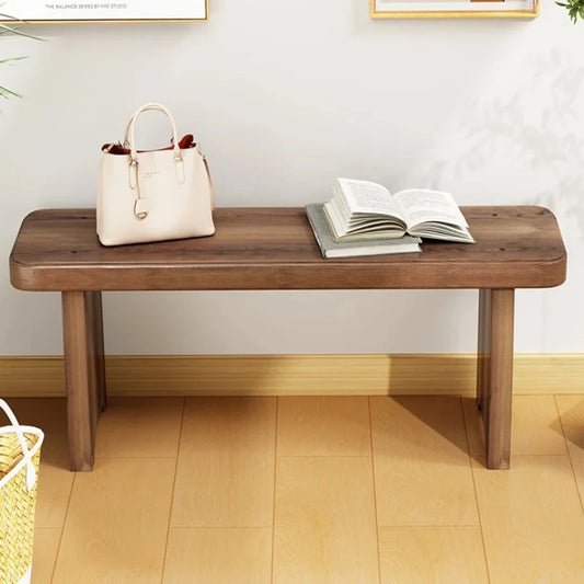 Solid Wood Entryway Bench - Multi-Purpose Stool for Living Room, Sofa Side Table & Shoe Storage, Rustic Home Decor