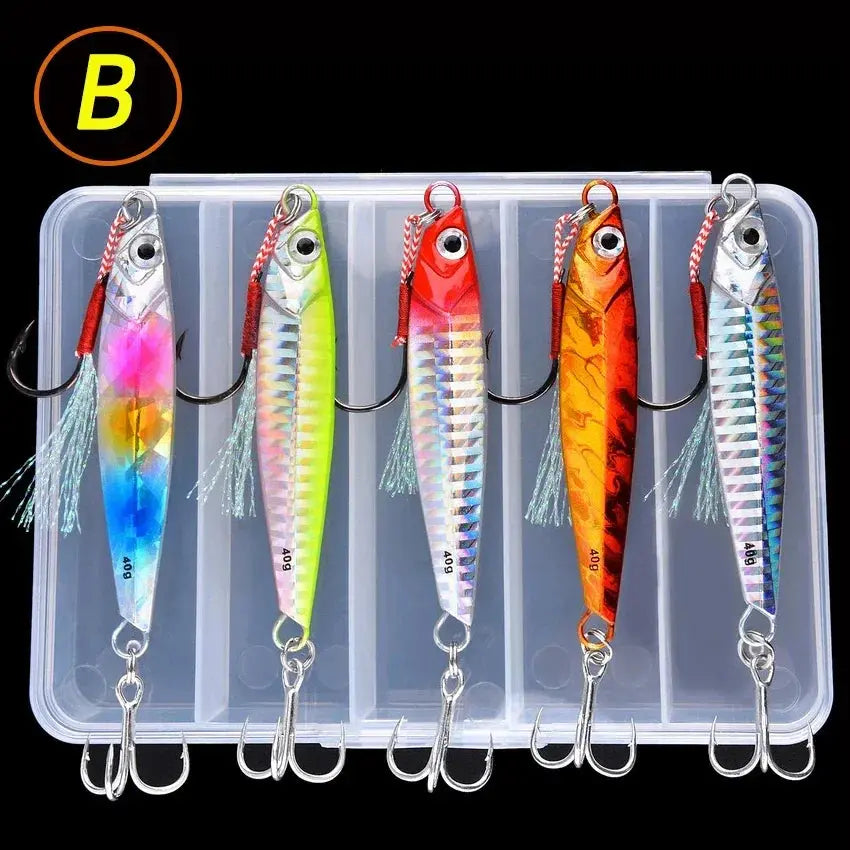 5pcs Metal Jig Fishing Lure Weights 10g-40g Trolling Hard Bait Bass Fishing Bait Tackle Trout Jigging Lure Jigs Saltwater Lures WardBoyzPROShop