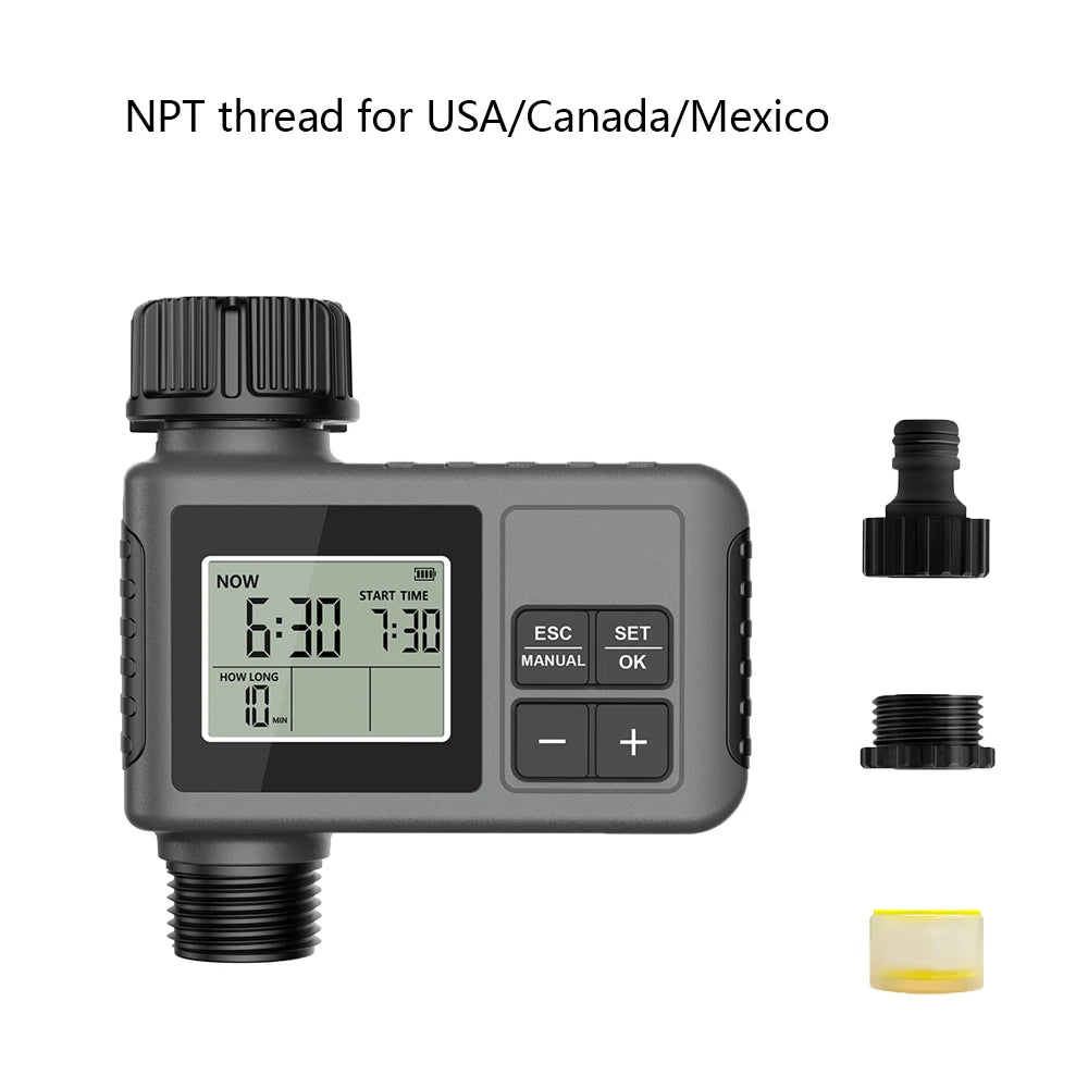 Automatic Garden Water Timer Automatic Irrigation Controller with Large LCD Display, Rain Delay, for Lawn, Yard