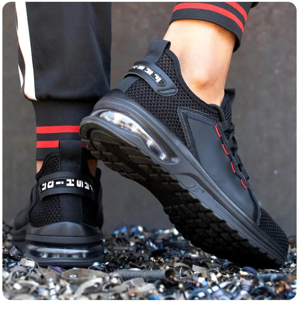 Men's Summer Mesh Safety Shoes Steel Toe Anti- Crush Breathable Lightweight Work Shoes Knitted Upper Kevlar Insertion Proof WardBoyzPROShop