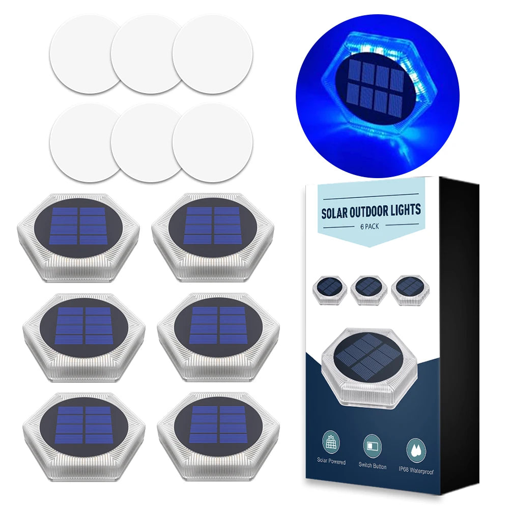 6Pcs Solar Deck Lights Fence Post Solar Lights for Patio Pool Stairs Step and Pathway Deck Lights Solar Powered Outdoor Lights