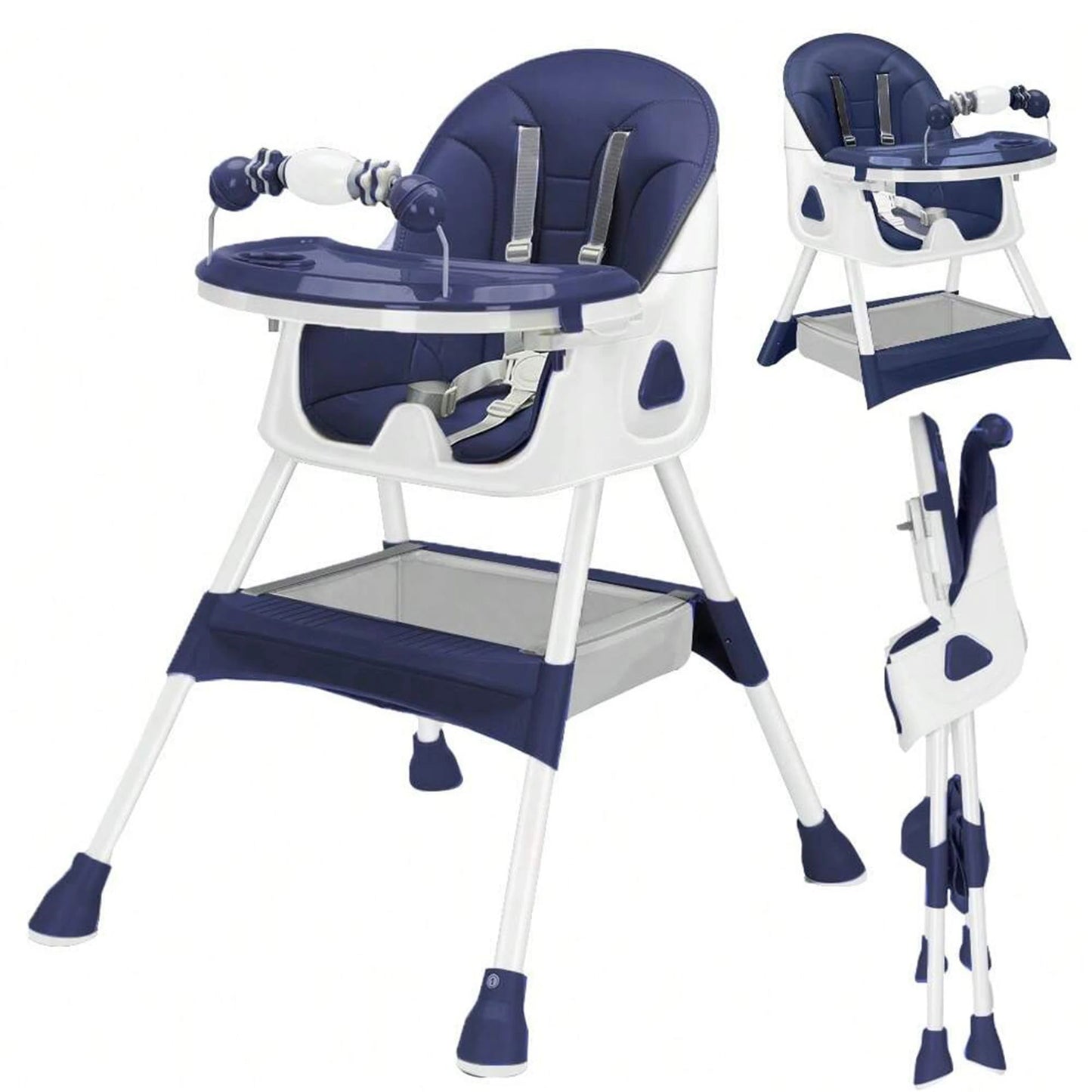 UBRAVOO Foldable Baby High Chair 6 Months Plus, with Large Antislip Pad & ToyRack, Easy to Clean Feeding , E500 WardBoyzPROShop