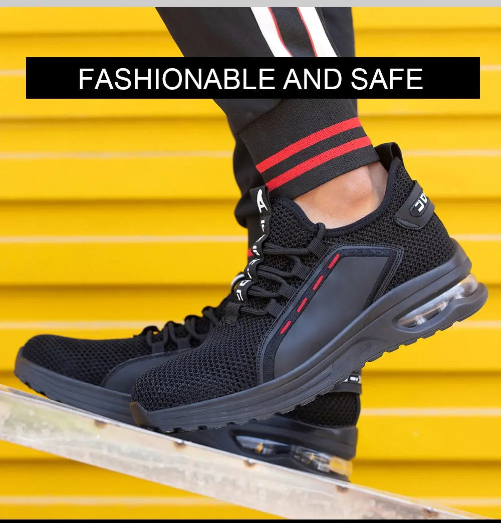 Men's Summer Mesh Safety Shoes Steel Toe Anti- Crush Breathable Lightweight Work Shoes Knitted Upper Kevlar Insertion Proof WardBoyzPROShop