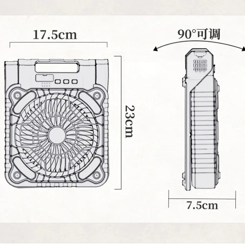 Portable Solar Fans 7800mAh LED Lantern Rechargeable Solar Powered Camping Fan 4 Speeds Powerful Wind 90° Folding Ventilador WardBoyzPROShop