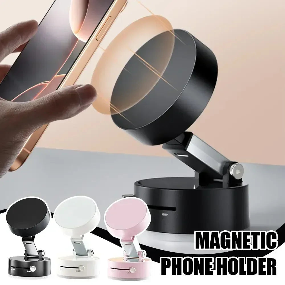Foldable Car Phone Holder Vacuum Double-sided Magnetic Dashboard GPS Stand for Magsafe iPhone 16-12 Pro Max Samsung Xiaomi Mount WardBoyzPROShop