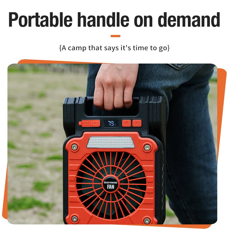 Outdoor camping fan portable USB tent lighting LED multifunctional Amazon camping solar electric fan WardBoyzPROShop