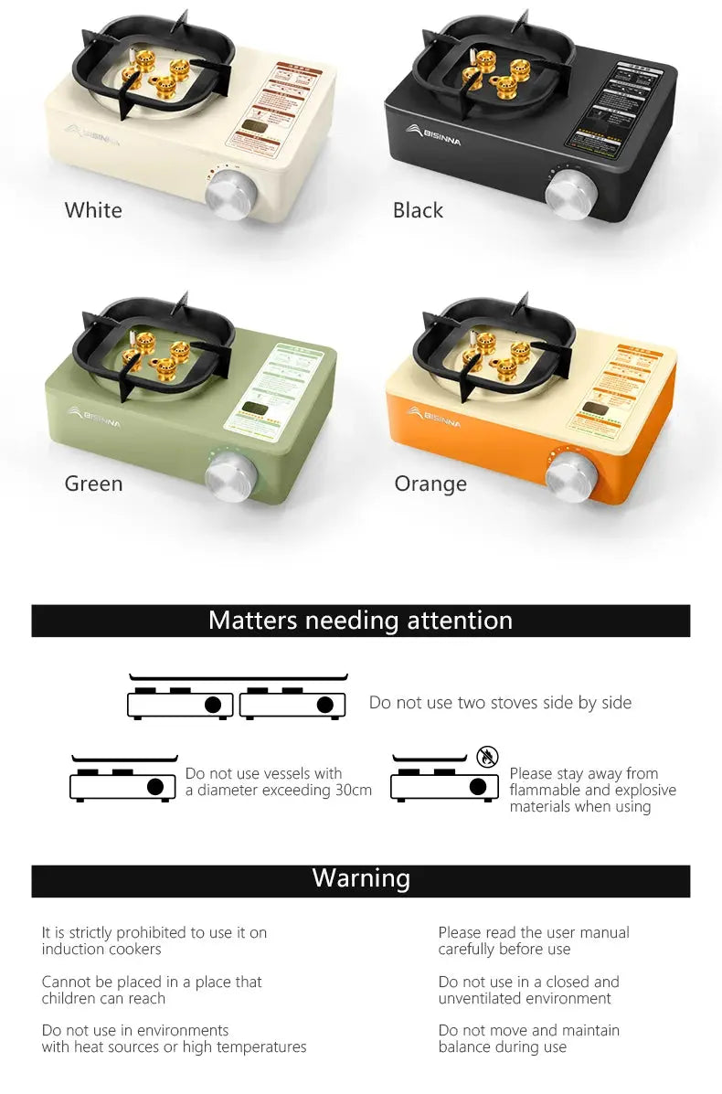 BISINNA Camping Gas Stove 5800W High Firepower Outdoor Portable Cassette Burner for Picnic Hiking Trekking WardBoyzPROShop