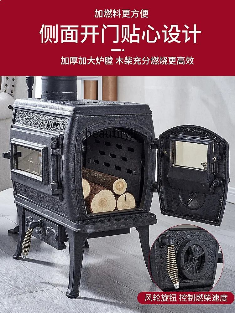 Cast Iron Wood Burning Stove 8kW Fireplace Heater for Home Heating