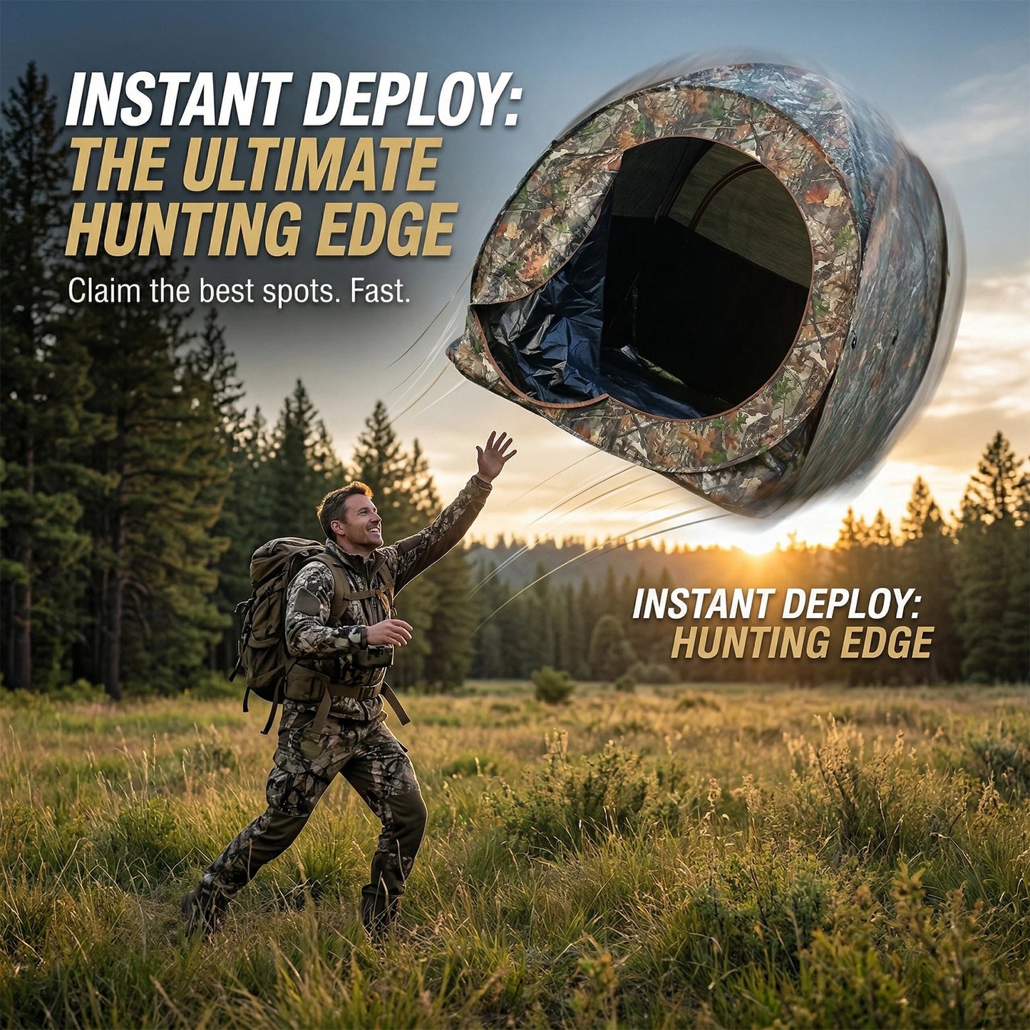 Camouflage Pop-Up Hunting Blind Ground Shelter for Deer Turkey And Duck Hunting Easy Setup And Storage Outdoor Camo Blind