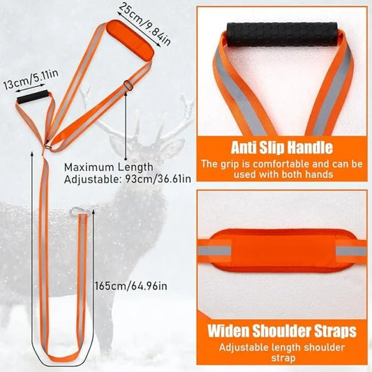 Deer Drag Rope Pulling Hunting Accessories Deer Hunting Drag Strap with Handle Reflective Harness Hunting Gear for Deer Hunters