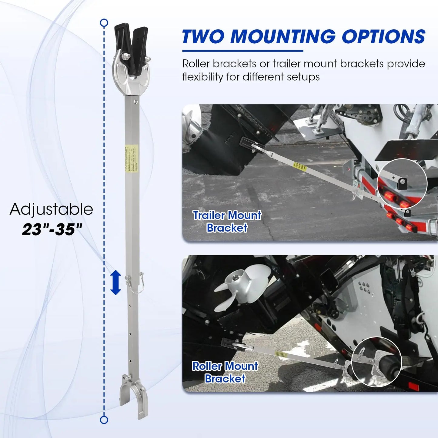 Adjustable Transom Saver 23 to 35 Inches Boat Motor Support Heavy-Duty Composite Head Holds Engine Roller and Trailer Mounts