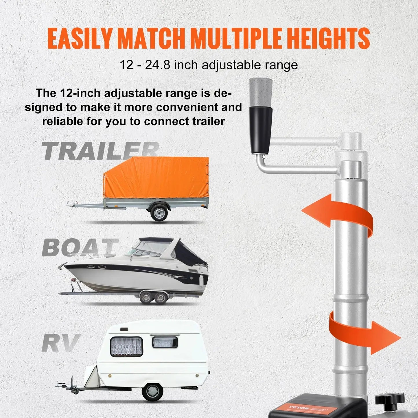 VEVOR 5000lbs Electric Trailer Dolly 12V Trailer Jockey Wheel with 22 ft/min Speed & Adjustable Height for Moving Caravan Boat WardBoyzPROShop