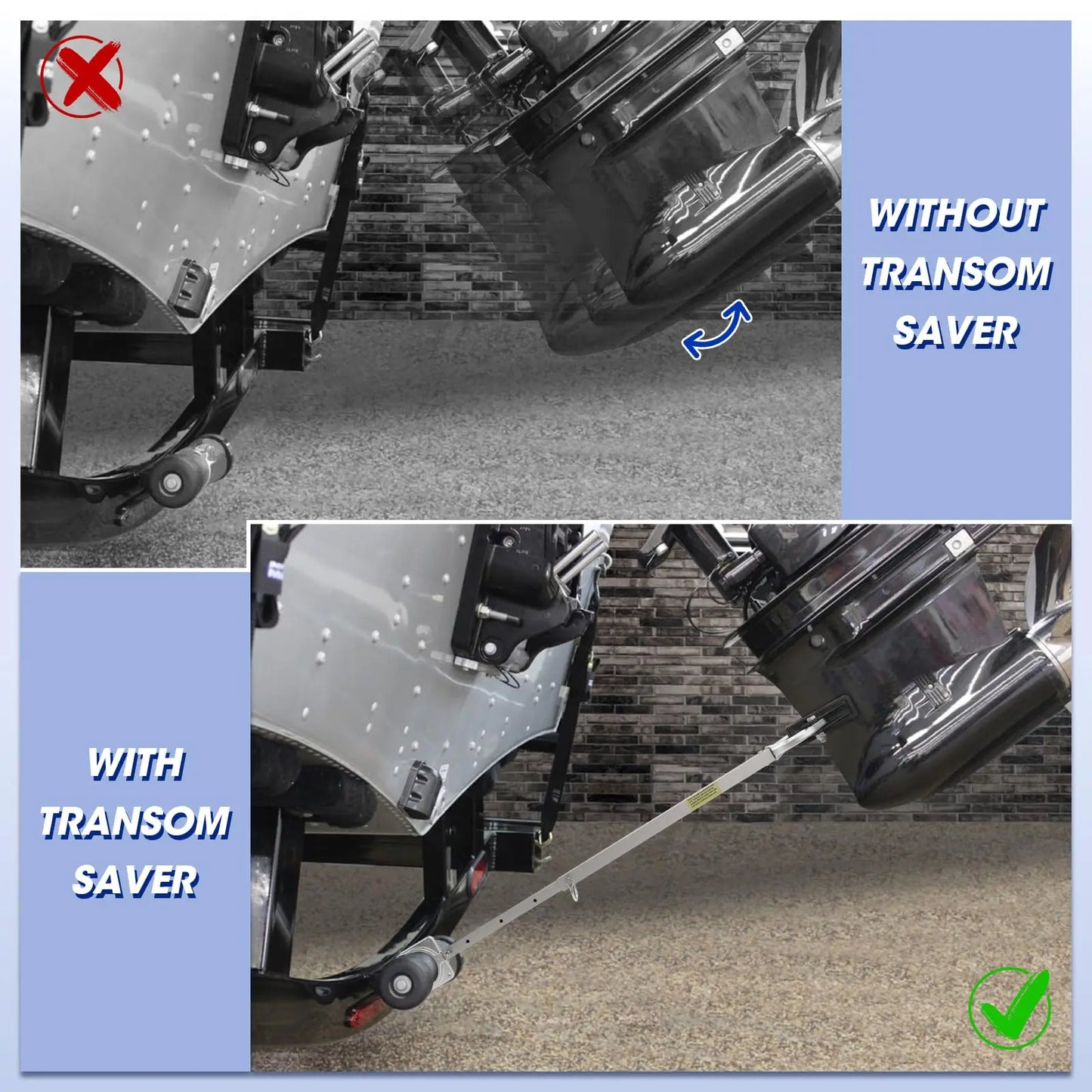 Adjustable Transom Saver 23 to 35 Inches Boat Motor Support Heavy-Duty Composite Head Holds Engine Roller and Trailer Mounts