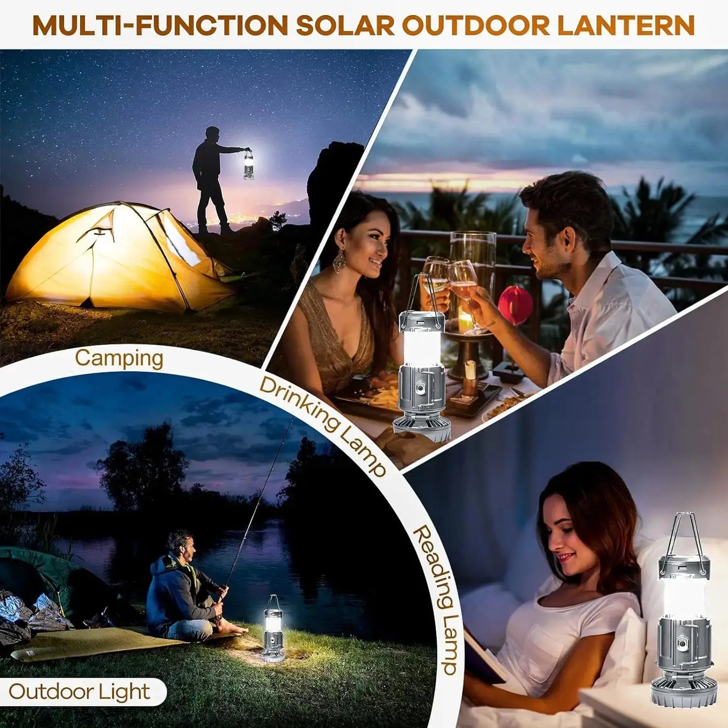 Solar Camping Lantern with Fan Rechargeable Camping Fans Charging Light for Hurricane Power Outage Tent Emergency Camping Gear WardBoyzPROShop