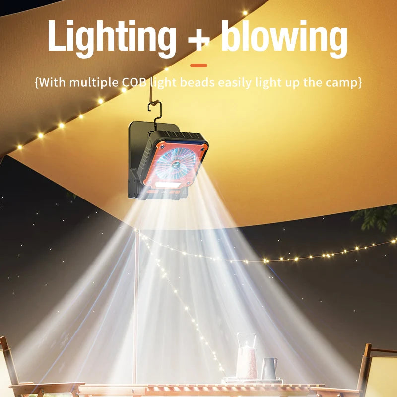 Outdoor camping fan portable USB tent lighting LED multifunctional Amazon camping solar electric fan WardBoyzPROShop