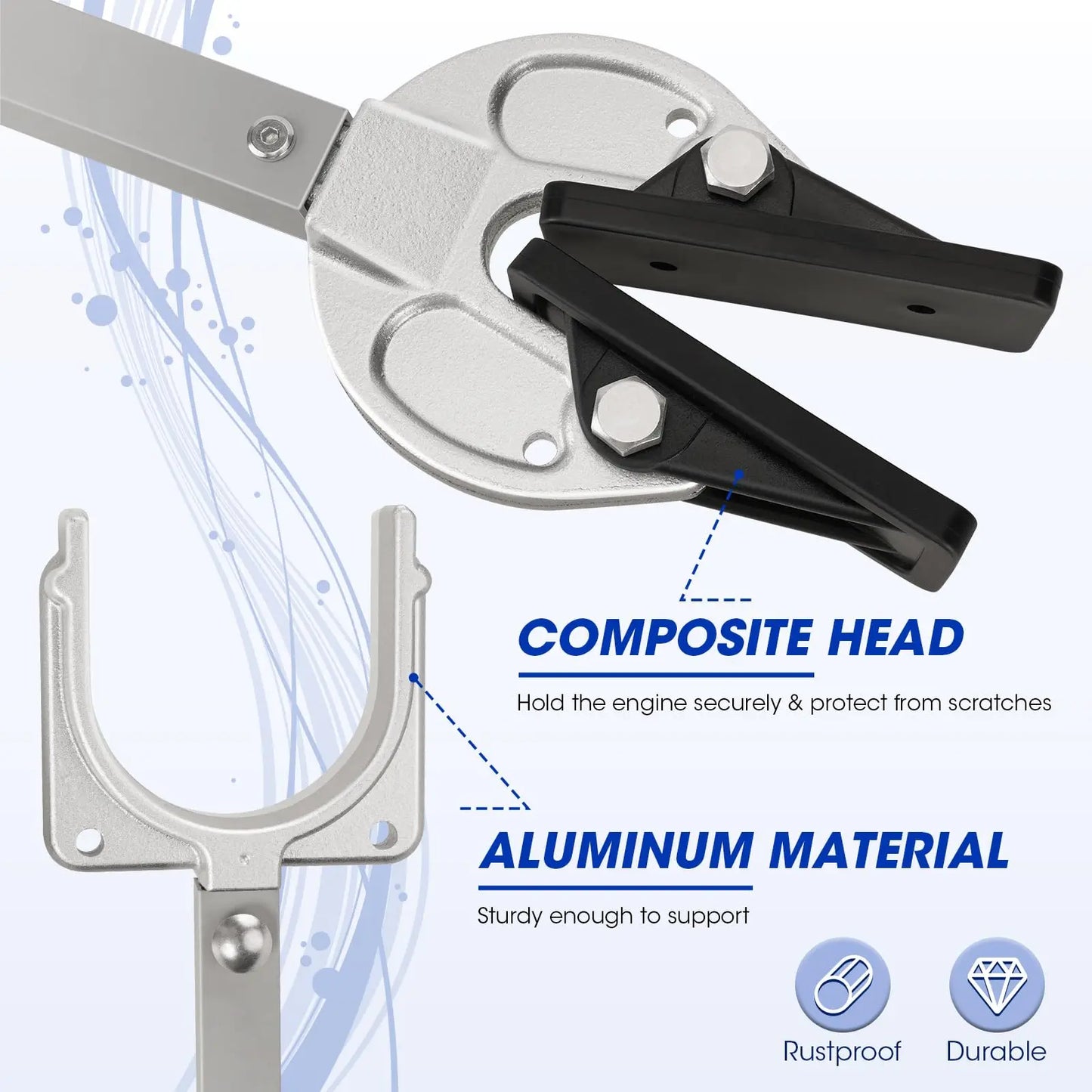 Adjustable Transom Saver 23 to 35 Inches Boat Motor Support Heavy-Duty Composite Head Holds Engine Roller and Trailer Mounts