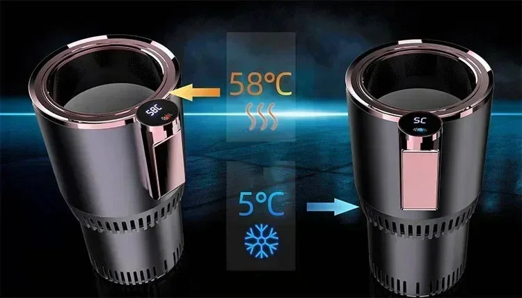 Auto Intelligent Hot and Cold Cup Holder 2-in-1 Smart Cooling Heating Cup Holder Mini Car Refrigerator Office Cool and Heat WardBoyzPROShop