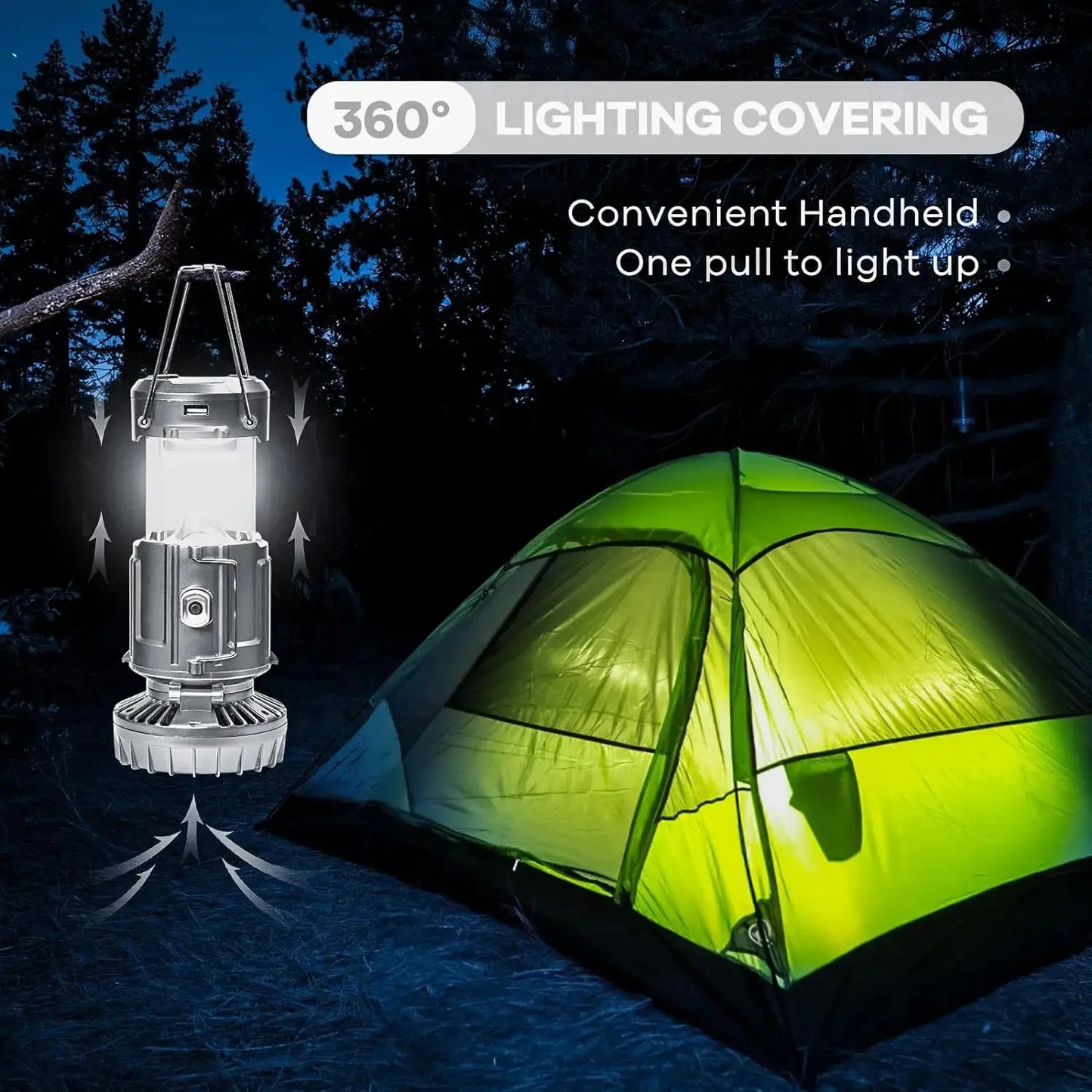 Solar Camping Lantern with Fan Rechargeable Camping Fans Charging Light for Hurricane Power Outage Tent Emergency Camping Gear WardBoyzPROShop