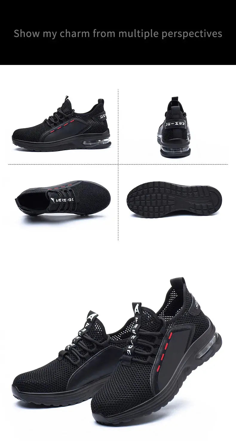 Lightweight Men's Safety Shoes Steel Toe Men's Work Shoes Slip Resistant Reinforced Shoes Man Fashion Breathable Sneaker WardBoyzPROShop