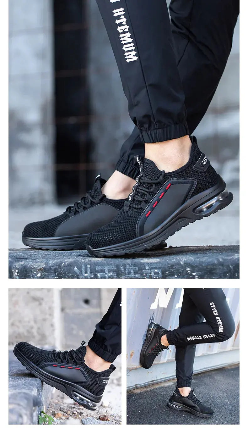 Lightweight Men's Safety Shoes Steel Toe Men's Work Shoes Slip Resistant Reinforced Shoes Man Fashion Breathable Sneaker WardBoyzPROShop