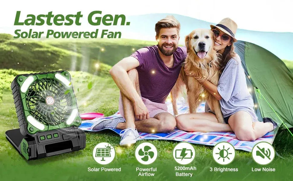 Portable Solar Fans 7800mAh LED Lantern Rechargeable Solar Powered Camping Fan 4 Speeds Powerful Wind 90° Folding Ventilador WardBoyzPROShop