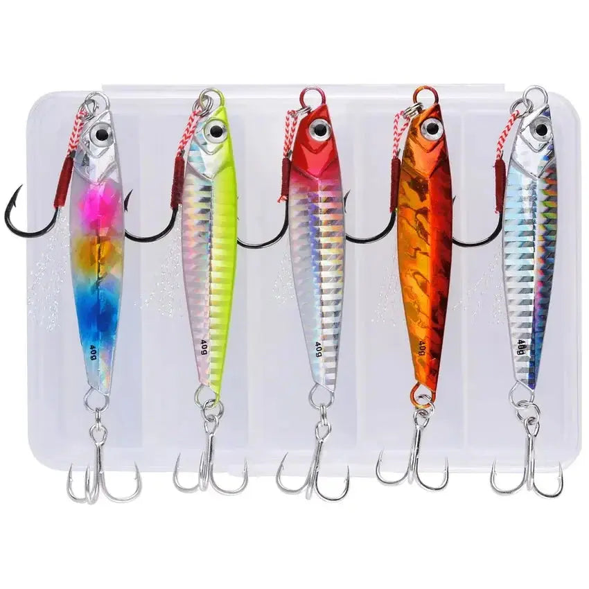 5pcs Metal Jig Fishing Lure Weights 10g-40g Trolling Hard Bait Bass Fishing Bait Tackle Trout Jigging Lure Jigs Saltwater Lures WardBoyzPROShop