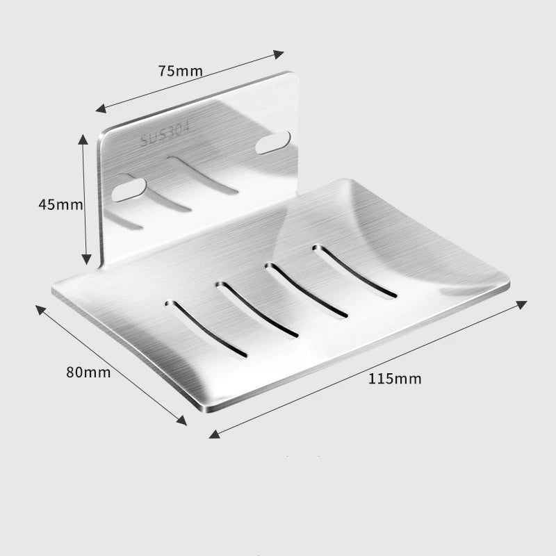 Stainless Steel Soap Holder Bathroom Soap Dish With Drain Water No Drilling Wall Mounted Soap Box Bathroom Accessories