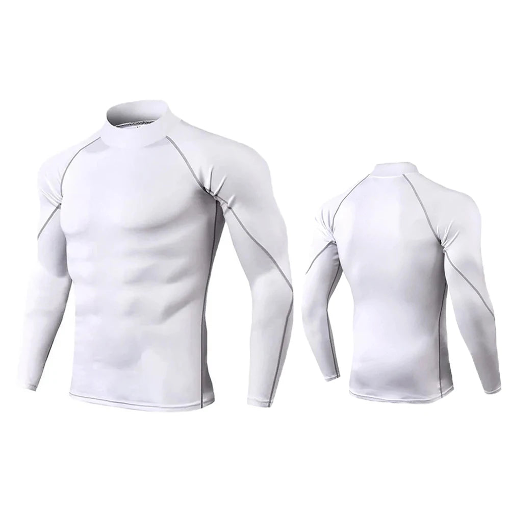 Men's Workout Compression Shirt Turtleneck Long Sleeve Rash Guard Gym Base Layer Athletic Undershirt Gear Sports Shirt WardBoyzPROShop