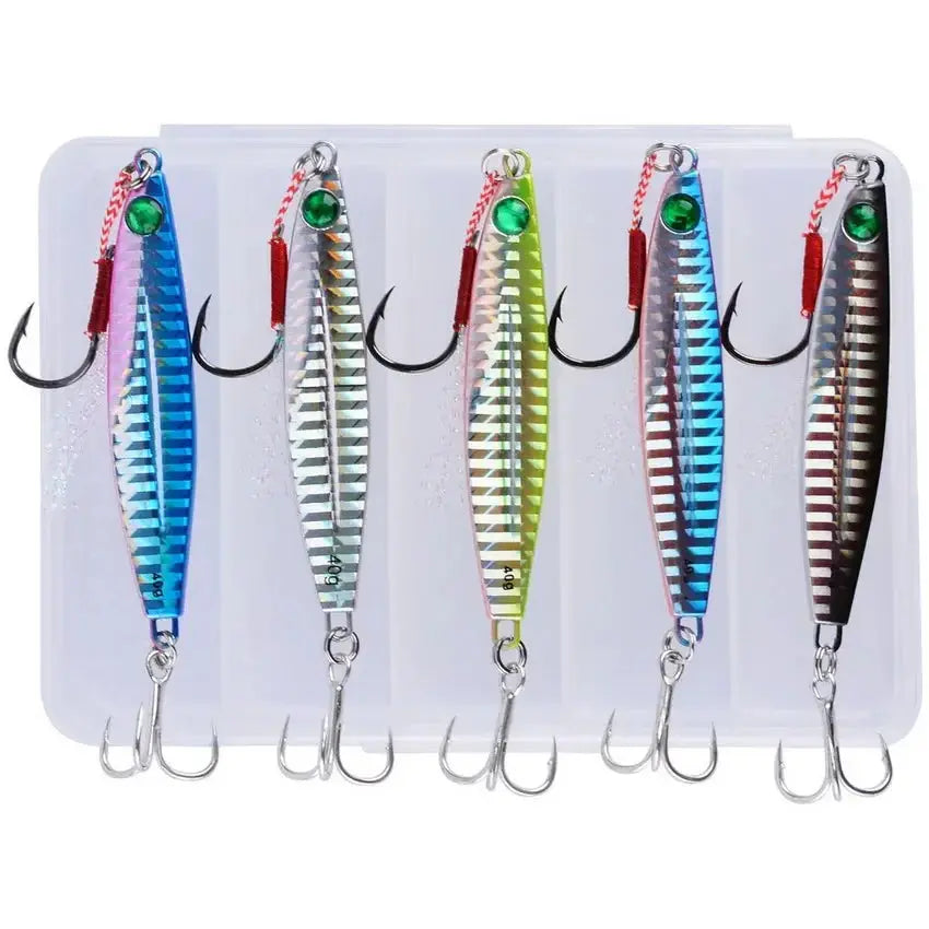 5pcs Metal Jig Fishing Lure Weights 10g-40g Trolling Hard Bait Bass Fishing Bait Tackle Trout Jigging Lure Jigs Saltwater Lures WardBoyzPROShop