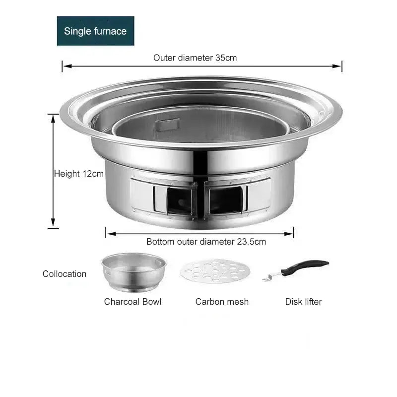 Barbecue Stove Stainless Steel Multi-purpose Barbecue Grill Round Portable Stove for Home Outdoor Camping Family Gathering WardBoyzPROShop
