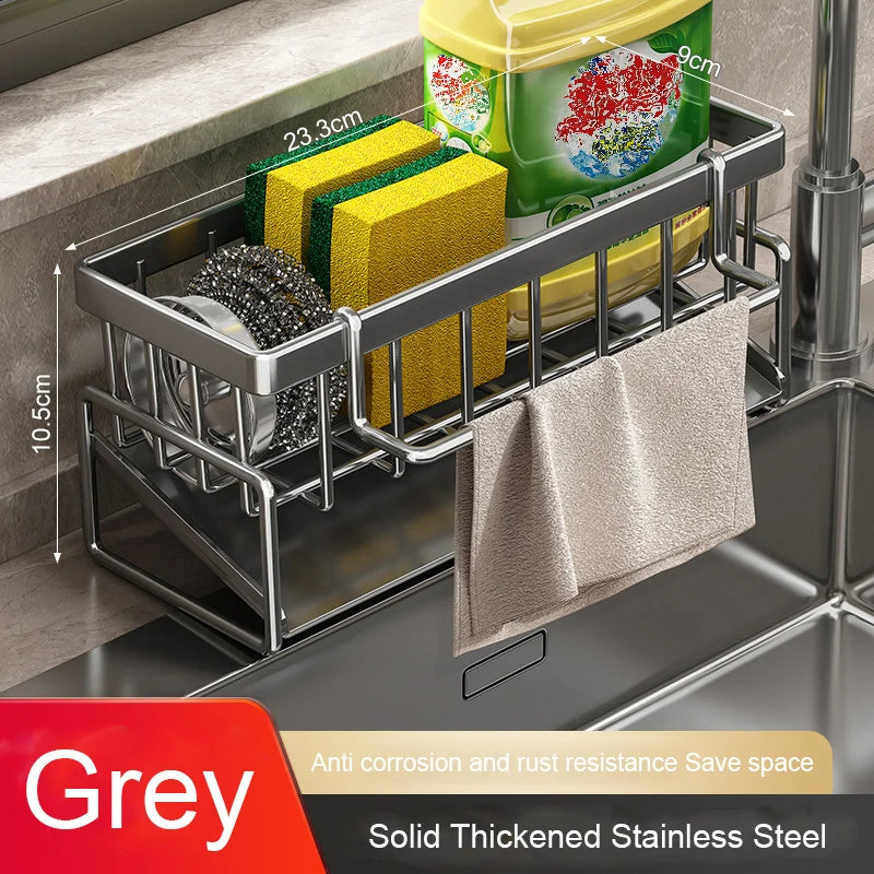Kitchen sink draining rack, automatic drainage plastic storage rack, sink shelf, sponge and soap rack, towel rack