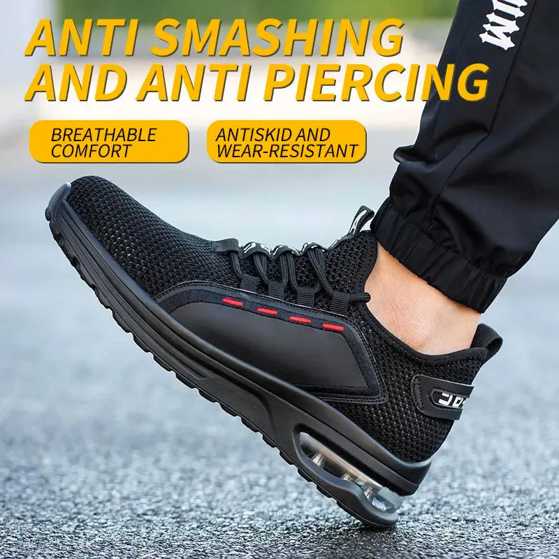 Lightweight Men's Safety Shoes Steel Toe Men's Work Shoes Slip Resistant Reinforced Shoes Man Fashion Breathable Sneaker WardBoyzPROShop