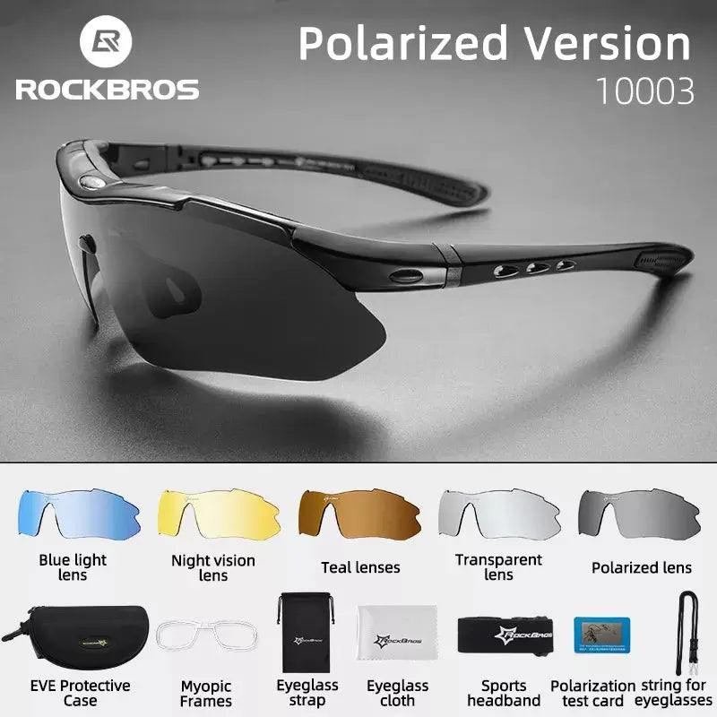 ROCKBROS Cycling Polarized glasses Bike Photochromic Outdoor Sports Sunglasses MTB PC Goggles Eyewear 5/3 Lens Bicycle Accessory WardBoyzPROShop
