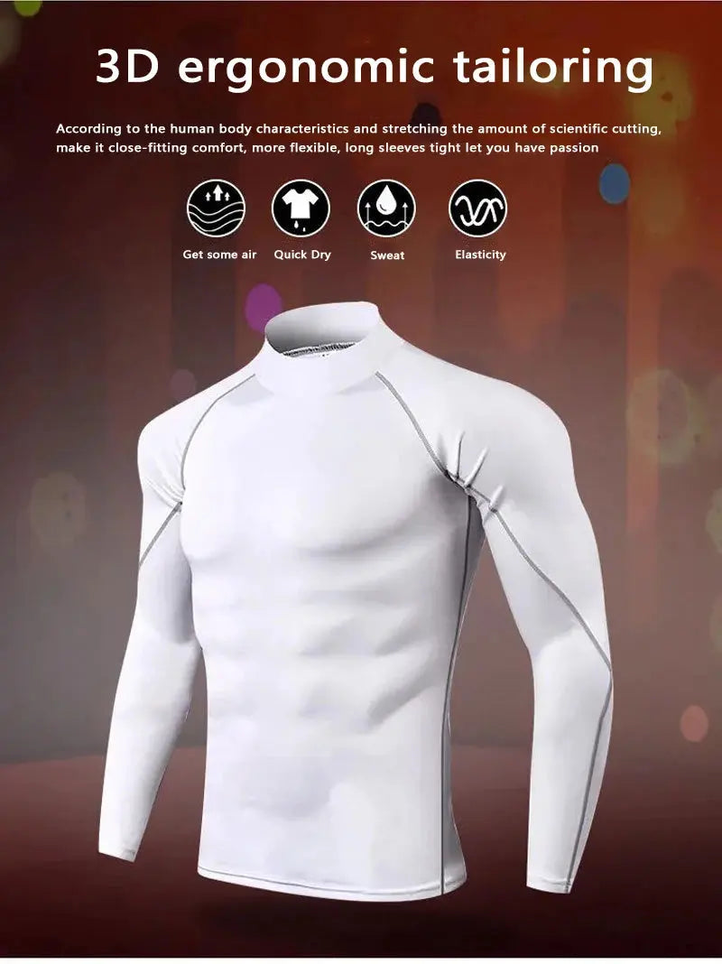 Men's Workout Compression Shirt Turtleneck Long Sleeve Rash Guard Gym Base Layer Athletic Undershirt Gear Sports Shirt WardBoyzPROShop