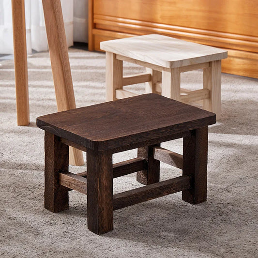 All Solid Wood Small Stool, Retro Shoe Changing Stool, Coffee Table Stool, Paulownia Small Bench