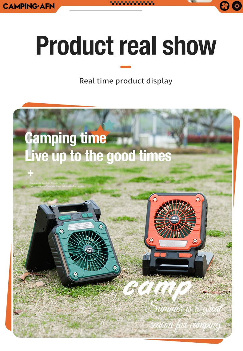Outdoor camping fan portable USB tent lighting LED multifunctional Amazon camping solar electric fan WardBoyzPROShop