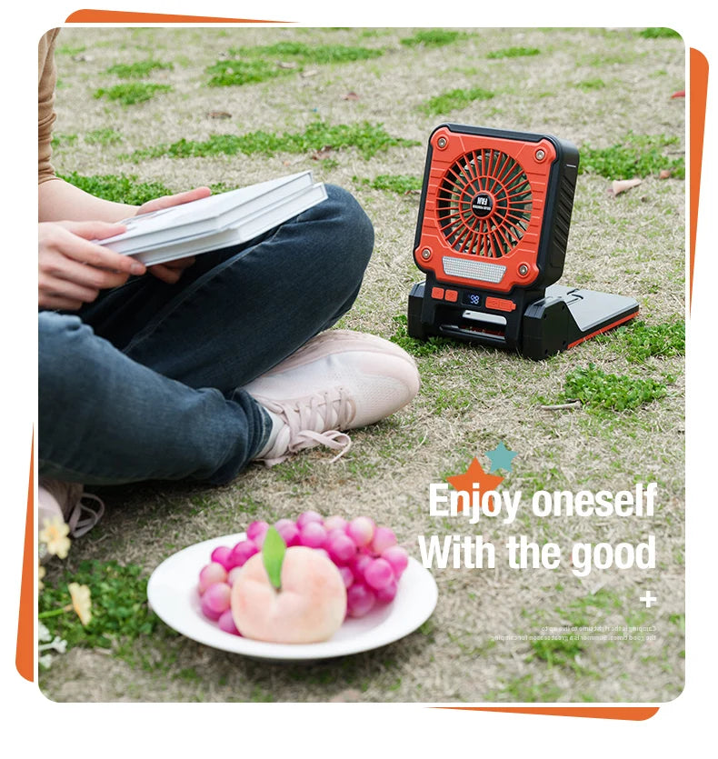 Outdoor camping fan portable USB tent lighting LED multifunctional Amazon camping solar electric fan WardBoyzPROShop