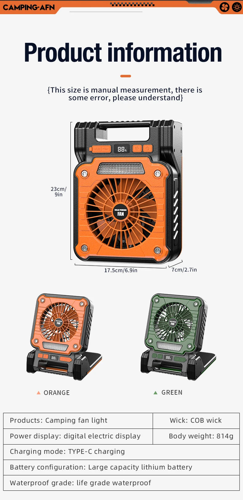Outdoor camping fan portable USB tent lighting LED multifunctional Amazon camping solar electric fan WardBoyzPROShop