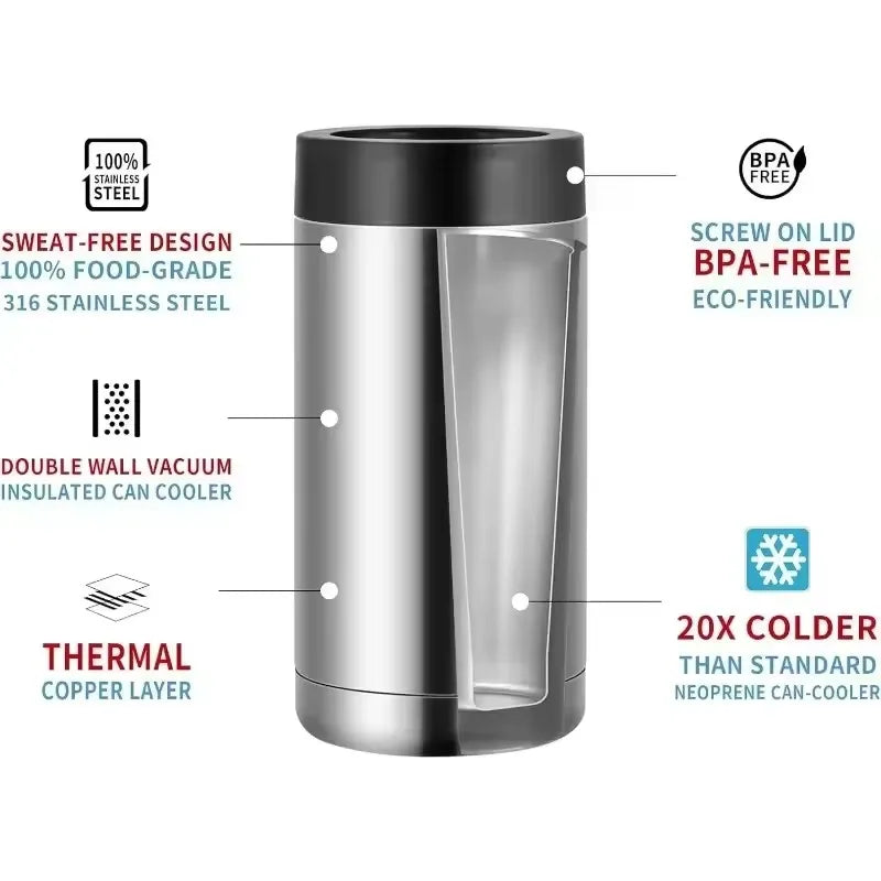 Stainless Steel Beer Bottle Can Cooler Double Layer Insulated Keep Beer Cola Drink Beverage Cold Keeper with Bottle Opener WardBoyzPROShop