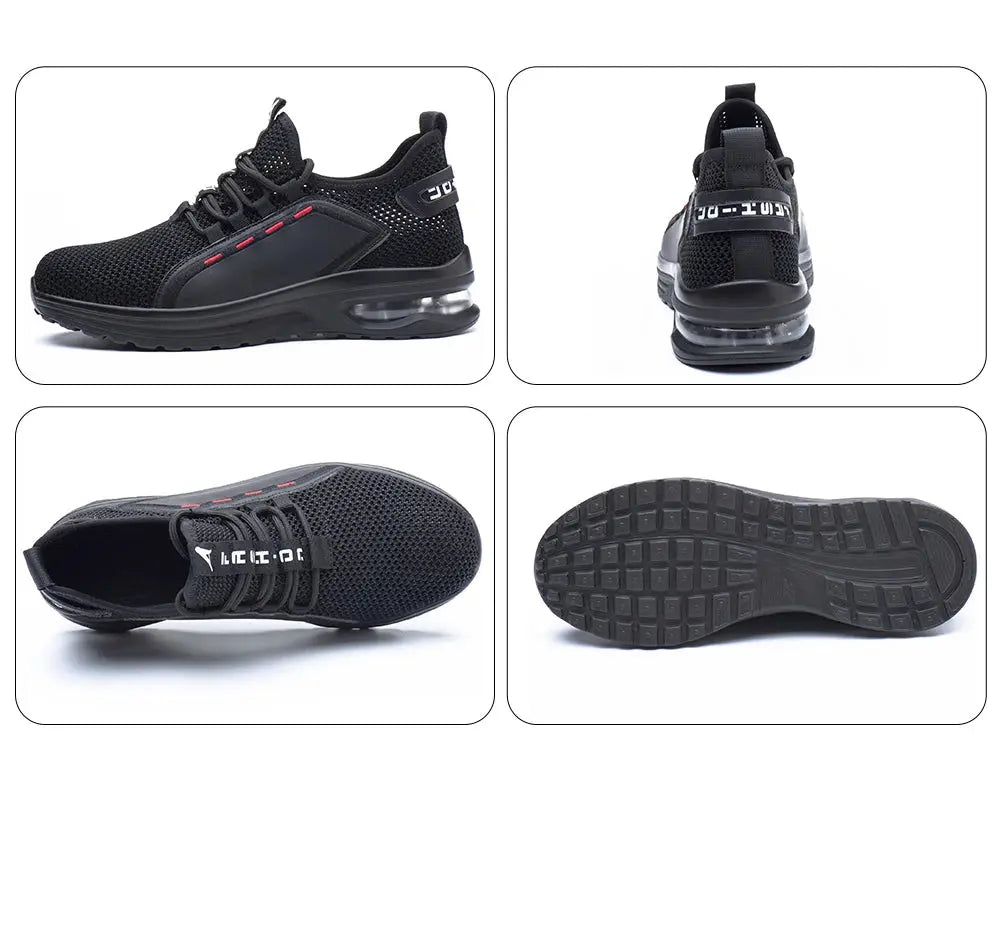 Men's Summer Mesh Safety Shoes Steel Toe Anti- Crush Breathable Lightweight Work Shoes Knitted Upper Kevlar Insertion Proof WardBoyzPROShop