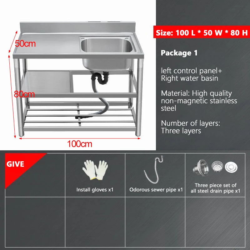 Thickened Stainless Steel Washbasin Household Sink Double Sink Kitchen Washing Basin Countertop Integrated with Bracket Sink