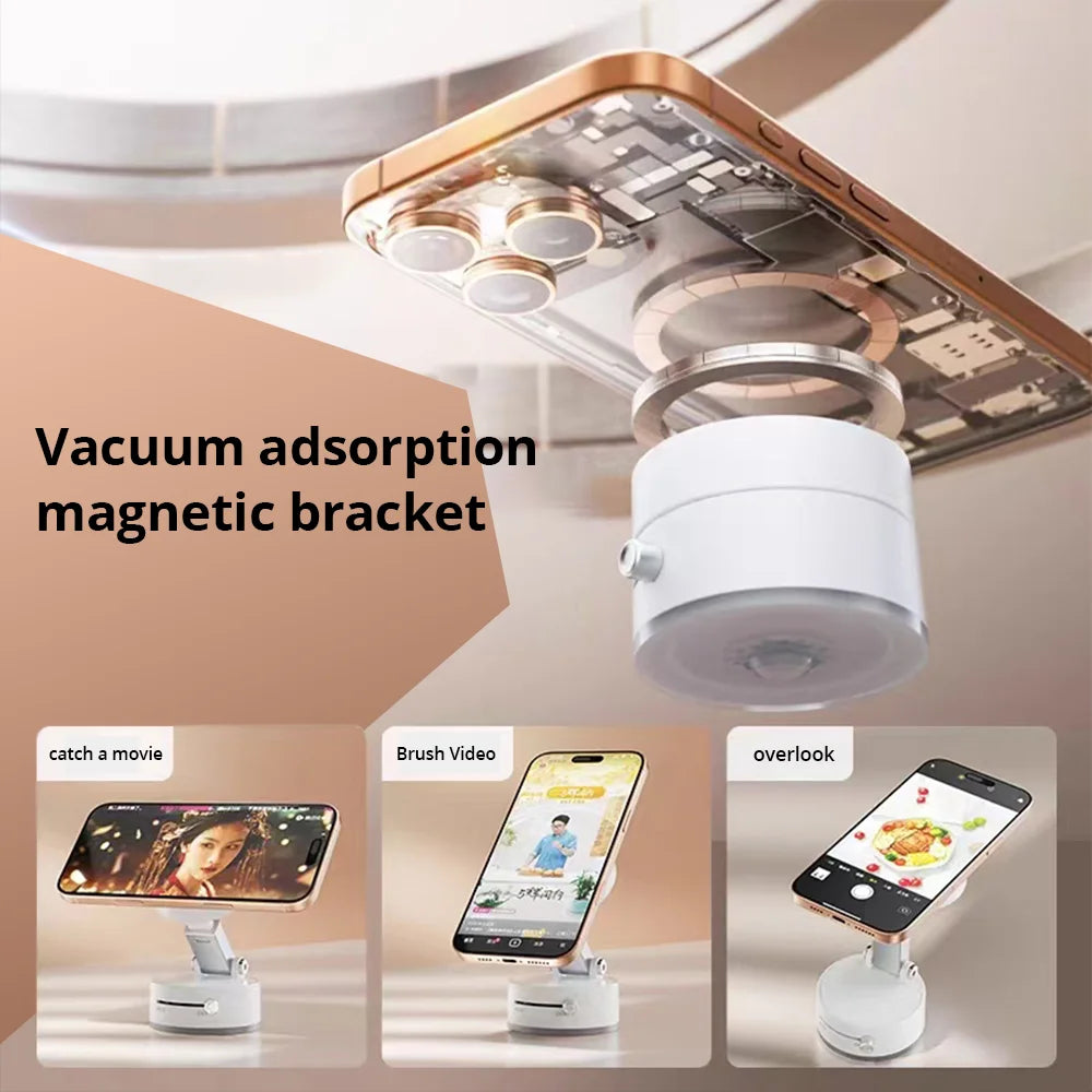 Bonola Mobile Phone Vacuum Suction Cup Holder Foldable for iPhone/ Android Kitchen Lazy Vacuum Double Sided Magnetic Bracket WardBoyzPROShop